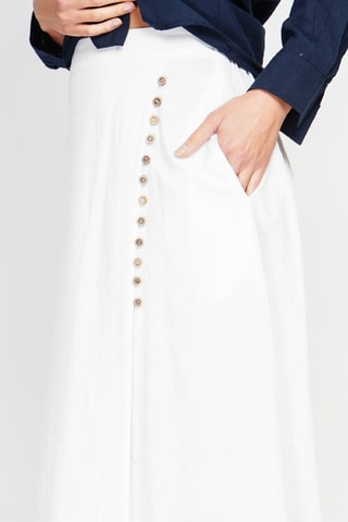 Jupe portefeuille en lin - Blanc