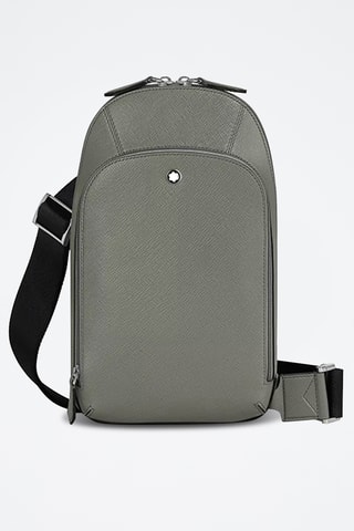 Bandolera de piel saffiano - Gris