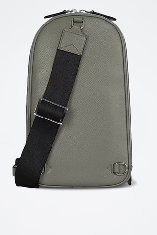 Bandolera de piel saffiano - Gris