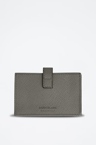 Tarjetero de piel saffiano - Gris