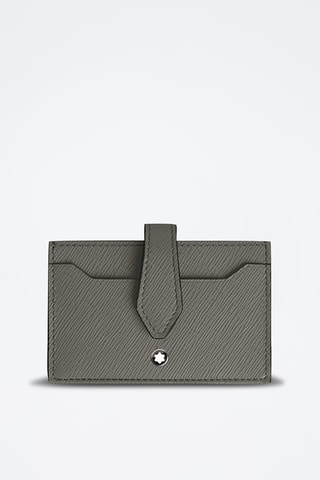 Tarjetero de piel saffiano - Gris