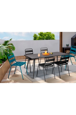 6 sedie da giardino impilabili - Nero e blu