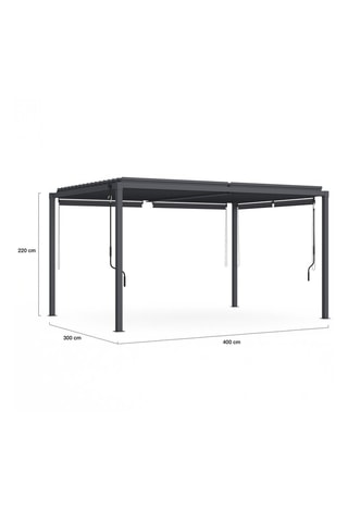 Pergola bioclimatica con 4 tende a rullo - 4 x 3 m