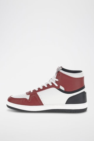 Zapatillas altas de piel Slam - Blanco y rojo