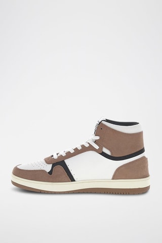 Zapatillas altas de piel Slam - Blanco y marrón