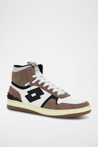 Zapatillas altas de piel Slam - Blanco y marrón