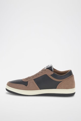 Zapatillas de piel - Negro y marrón