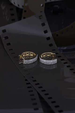 Orecchini a cerchio Rangs scintillants  - Oro giallo e diamanti - Diamanta