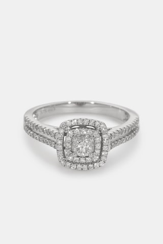 Solitario Carré Scintillant - Oro bianco e diamanti