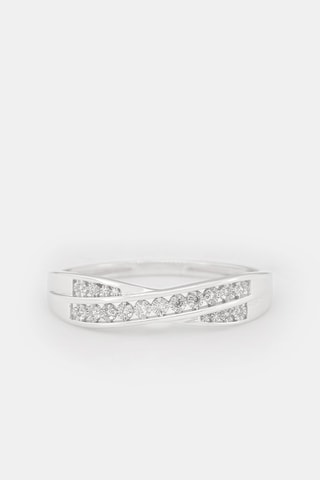 Anello Croce - Oro bianco e diamanti
