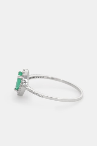 Anello Perrine - Oro bianco, diamanti e smeraldo