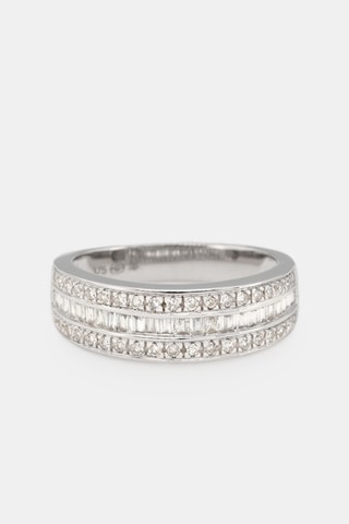 Anello Kiss Baguette - Oro bianco e diamanti