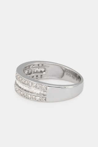 Anello Kiss Baguette - Oro bianco e diamanti