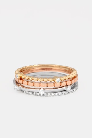 4 anelli Harmonie - Oro giallo, oro rosa, oro bianco e diamanti