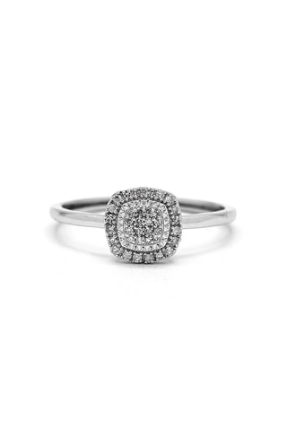 Anello Carré céleste - Oro bianco e diamanti