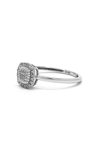 Anello Carré céleste - Oro bianco e diamanti
