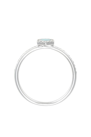 Anello Drymo - Oro bianco, diamanti e turchese