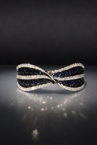 Anello Anallia - Oro bianco, diamanti e zaffiri