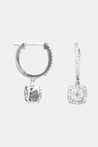 Orecchini a cerchio Quadra - Oro bianco e diamanti