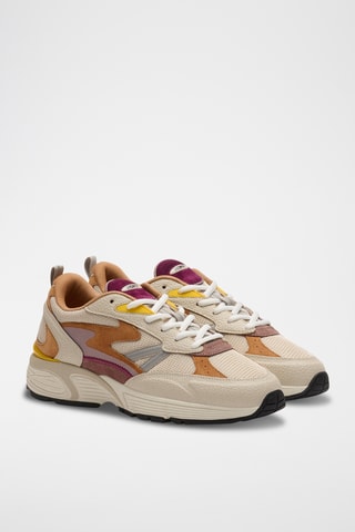Sneakers in pelle Oregon - Beige e arancione