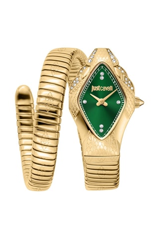 Stalen Quartz Horloge - Goudkleurig en Groen