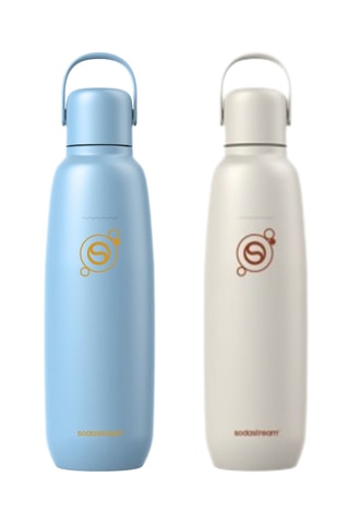 2 gourdes isothermes en acier inoxydable Fizz & Go Cool - Bleu et beige - 2 x 90 cl