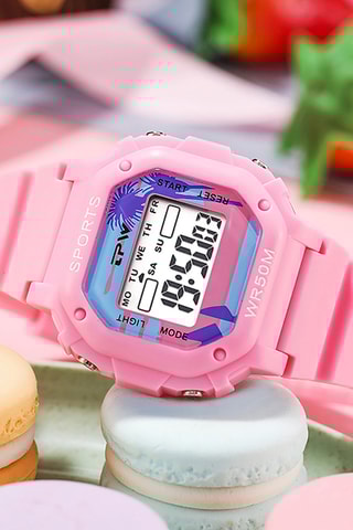 Relógio digital em quartzo de silicone Timex Cronómetro - Rosa