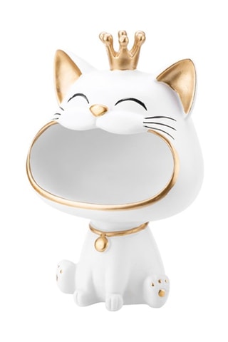 Estatueta em cerâmica - King Cat - Branco