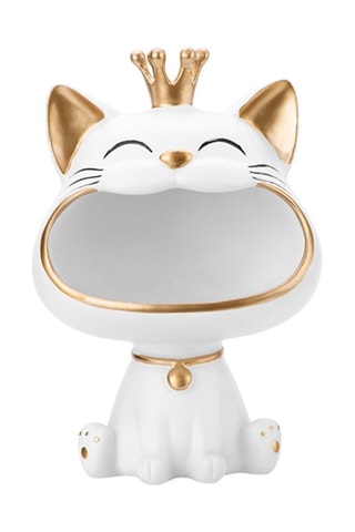 Estatueta em cerâmica - King Cat - Branco