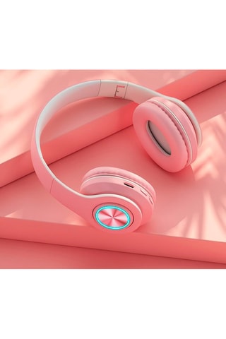 Auscultadores estéreo dobráveis sem fios - Rosa