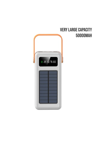 Bateria externa Powerbank solar 50.000 mAh - Branco