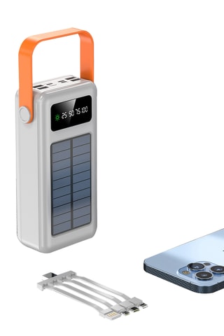 Bateria externa Powerbank solar 50.000 mAh - Branco