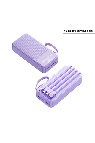 Bateria externa Power Bank 30000 mAh - Android e iPhone - Violeta