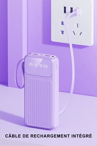 Bateria externa Power Bank 30000 mAh - Android e iPhone - Violeta