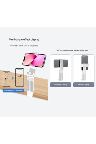 Suporte multifunções para smartphone - Rotativo a 360° - Branco