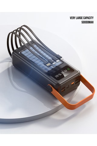 Bateria externa Powerbank Solar 50 000 mAh - Preto