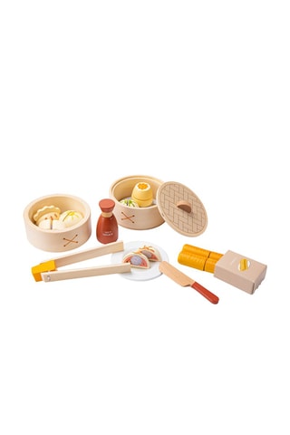Ensemble de dim sum en bois