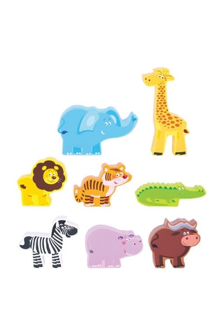 Boîte figurines de la savane en bois - Dès 18 mois