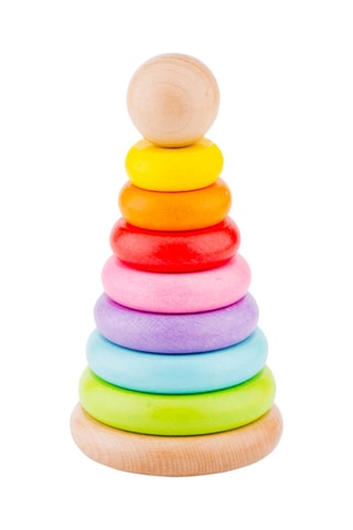 Tour empilable arc-en-ciel en bois - Dès 1 an