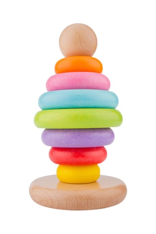 Tour empilable arc-en-ciel en bois - Dès 1 an