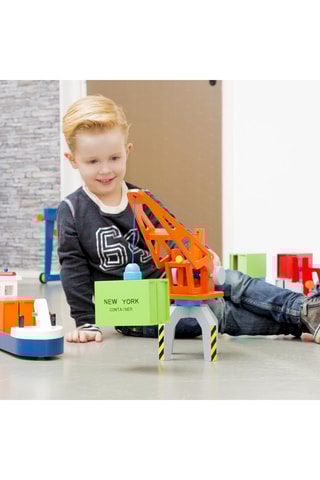 Porte-conteneurs grue en bois - Dès 3 ans