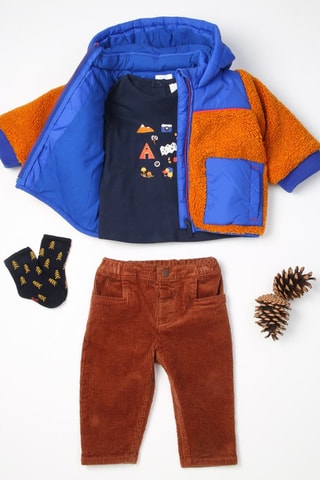 Veste bi-matière - Bleu roi et camel - Carrément Beau