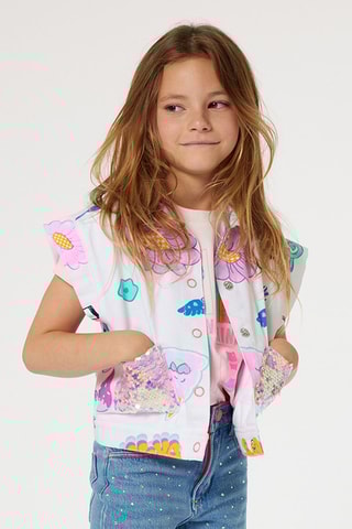 Veste sans manches - Blanc et rose - Billieblush