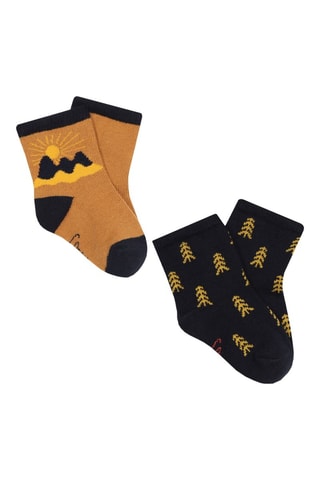 2 paires de chaussettes - Noir et moutarde - Carrément Beau