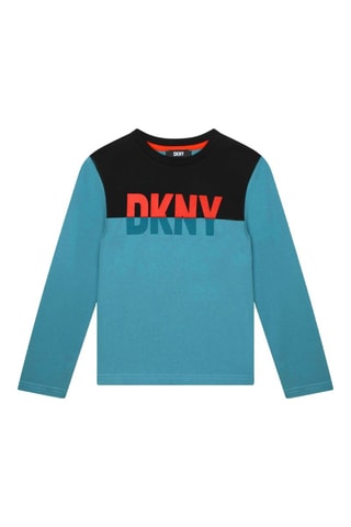 T-shirt en coton biologique - Bleu et noir - DKNY