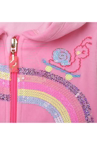 Sweat à capuche en velours - Rose - Billieblush