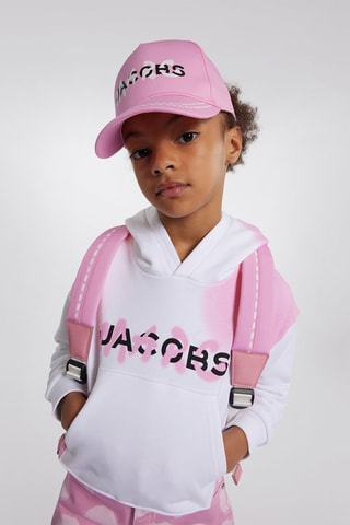 Sweat à capuche en coton biologique - Blanc et rose - Marc Jacobs