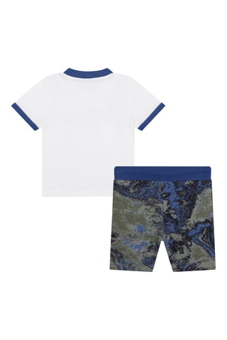 T-shirt en coton biologique et short - Blanc et bleu cobalt - Timberland