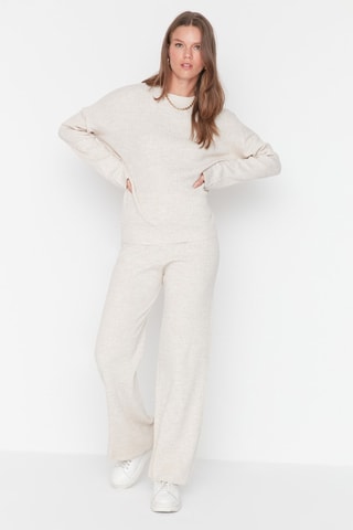 Maglia e pantaloni wide legs - Beige
