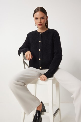 Cardigan in lana - Nero 